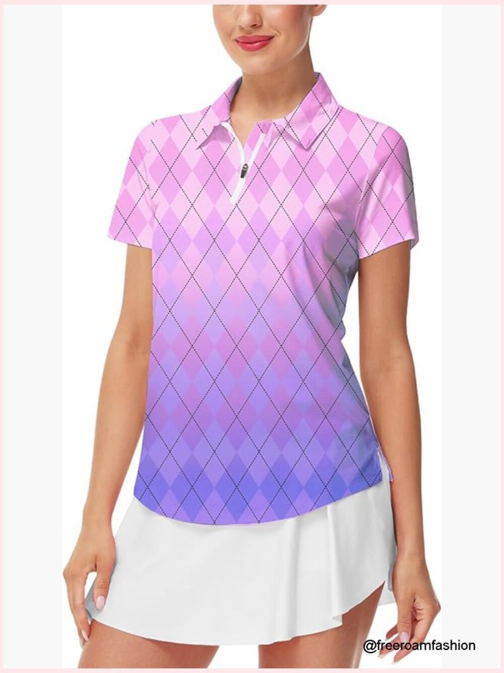 Women's Short Sleeve 1/4 Zip Golf Polo Shirt